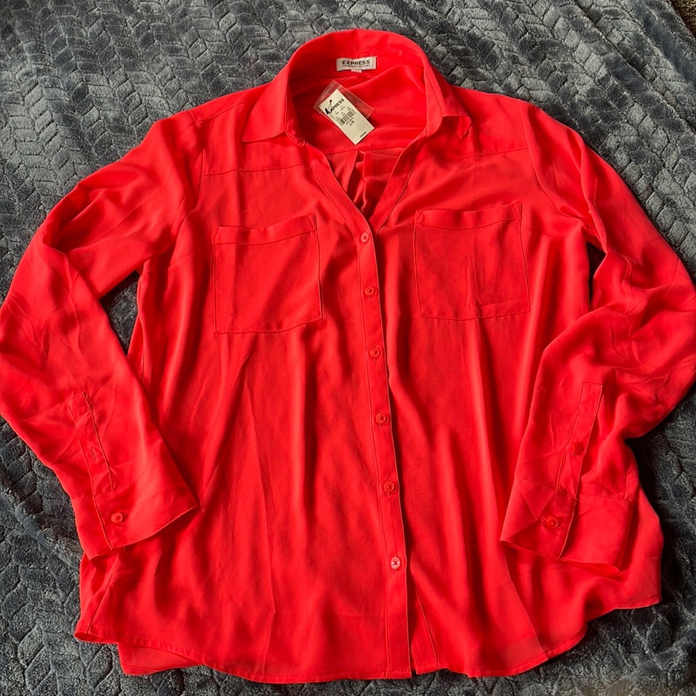 Express button down blouse shirt size large NWT